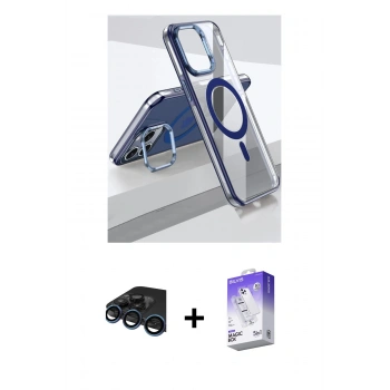 MARSİLYAN™- iPhone 15 Pro Kılıf Vadi Çizgi Özel Seri - Siyah Bilvis 5in1 3D Magic Cam Ekran Koruyucu + Raze Metal Kamera Lens - LT
