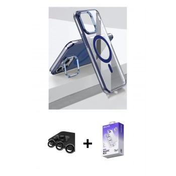 MARSİLYAN™- iPhone 15 Pro Kılıf Vadi Çizgi Özel Seri - Siyah Bilvis 5in1 3D Magic Cam Ekran Koruyucu + Raze Metal Kamera Lens - TMGI