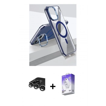 MARSİLYAN™- iPhone 15 Pro Kılıf Vadi Çizgi Özel Seri - Siyah Bilvis 5in1 3D Magic Cam Ekran Koruyucu + Raze Metal Kamera Lens - GS
