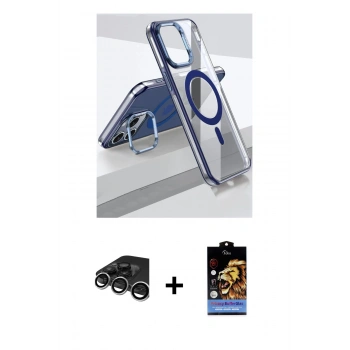 MARSİLYAN™- iPhone 15 Pro Kılıf Vadi Çizgi Özel Seri - Siyah Buffer Hayalet Cam Ekran Koruyucu + Raze Metal Kamera Lens - GS