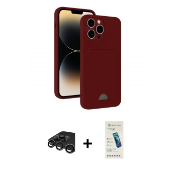 MARSİLYAN™- iPhone 15 Pro Kılıf Vadi Çizgi Prime - Şeffaf Pasifik Cam Ekran Koruyucu + Raze Metal Kamera Lens - TMGI