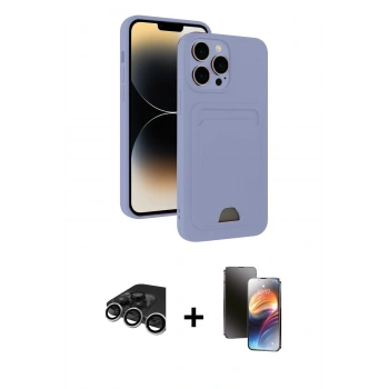 MARSİLYAN™- iPhone 15 Pro Kılıf Vadi Çizgi Prime - Siyah 3D Antistatik Mat Seramik Nano Ekran Koruyucu + Raze Metal Kamera Lens - GS