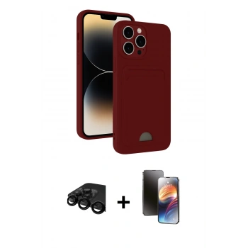 MARSİLYAN™- iPhone 15 Pro Kılıf Vadi Çizgi Prime - Siyah 3D Antistatik Mat Seramik Nano Ekran Koruyucu + Raze Metal Kamera Lens - SH