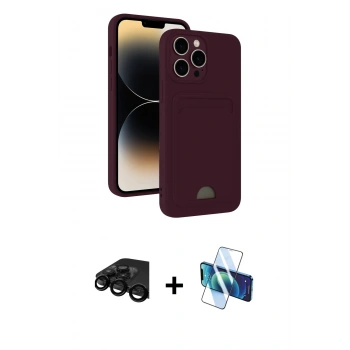 MARSİLYAN™- iPhone 15 Pro Kılıf Vadi Çizgi Prime - Siyah 3D Antistatik Seramik Nano Ekran Koruyucu + Raze Metal Kamera Lens - SH