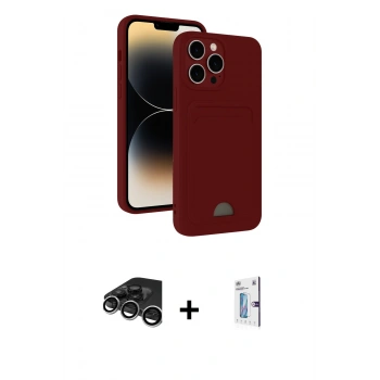 MARSİLYAN™- iPhone 15 Pro Kılıf Vadi Çizgi Prime - Siyah Bilvis 0.18mm Plus Cam Ekran Koruyucu + Raze Metal Kamera Lens - GS