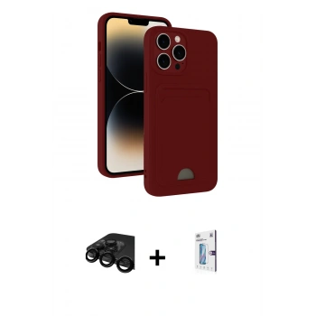 MARSİLYAN™- iPhone 15 Pro Kılıf Vadi Çizgi Prime - Siyah Bilvis 0.18mm Plus Cam Ekran Koruyucu + Raze Metal Kamera Lens - SH