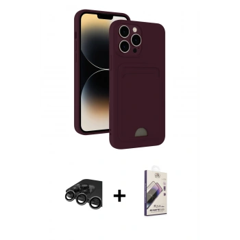 MARSİLYAN™- iPhone 15 Pro Kılıf Vadi Çizgi Prime - Siyah Bilvis 3D Mat Cam Ekran Koruyucu + Raze Metal Kamera Lens - TMGI