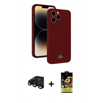 MARSİLYAN™- iPhone 15 Pro Kılıf Vadi Çizgi Prime - Siyah Buffer Cam Ekran Koruyucu + Raze Metal Kamera Lens - SH