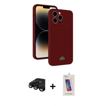 MARSİLYAN™- iPhone 15 Pro Kılıf Vadi Çizgi Prime - Siyah Joko 5D Cam + Raze Metal Kamera Lens - SH