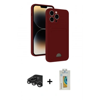 MARSİLYAN™- iPhone 15 Pro Kılıf Vadi Çizgi Prime - Siyah Polymer Nano Ekran Koruyucu + Raze Metal Kamera Lens - TMGI