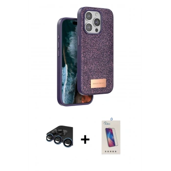 MARSİLYAN™- iPhone 15 Pro Kılıf Vadi Klasik Serisi - Siyah Joko 5D Cam + Raze Metal Kamera Lens - LT