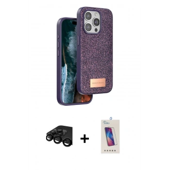 MARSİLYAN™- iPhone 15 Pro Kılıf Vadi Klasik Serisi - Siyah Joko 5D Cam + Raze Metal Kamera Lens - SH