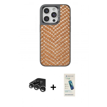 MARSİLYAN™- iPhone 15 Pro Kılıf Vadi Özel Seri - Şeffaf Pasifik Cam Ekran Koruyucu + Raze Metal Kamera Lens - GS