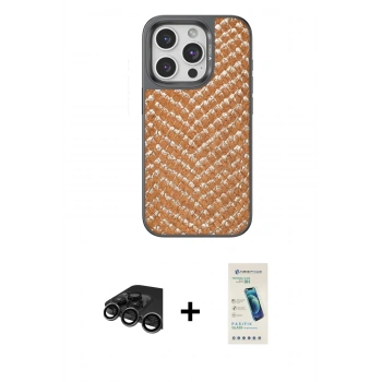 MARSİLYAN™- iPhone 15 Pro Kılıf Vadi Özel Seri - Şeffaf Pasifik Cam Ekran Koruyucu + Raze Metal Kamera Lens - TMGI