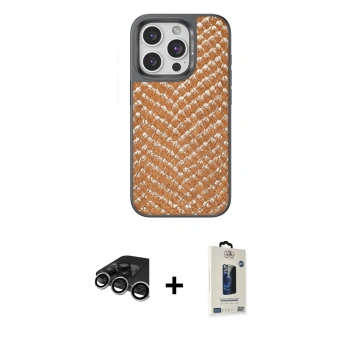 MARSİLYAN™- iPhone 15 Pro Kılıf Vadi Özel Seri - Siyah Bilvis Hayalet Cam Ekran Koruyucu + Raze Metal Kamera Lens - GS