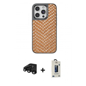 MARSİLYAN™- iPhone 15 Pro Kılıf Vadi Özel Seri - Siyah Bilvis Hayalet Cam Ekran Koruyucu + Raze Metal Kamera Lens - SH