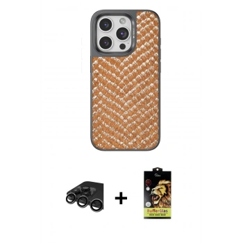 MARSİLYAN™- iPhone 15 Pro Kılıf Vadi Özel Seri - Siyah Buffer Cam Ekran Koruyucu + Raze Metal Kamera Lens - TMGI