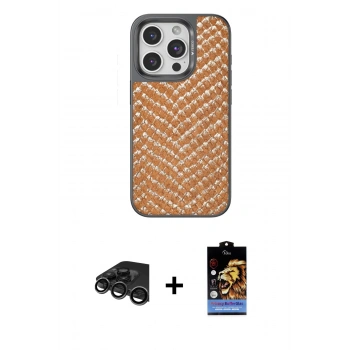 MARSİLYAN™- iPhone 15 Pro Kılıf Vadi Özel Seri - Siyah Buffer Hayalet Cam Ekran Koruyucu + Raze Metal Kamera Lens - TMGI