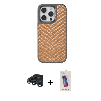 MARSİLYAN™- iPhone 15 Pro Kılıf Vadi Özel Seri - Siyah Joko 5D Cam + Raze Metal Kamera Lens - LT