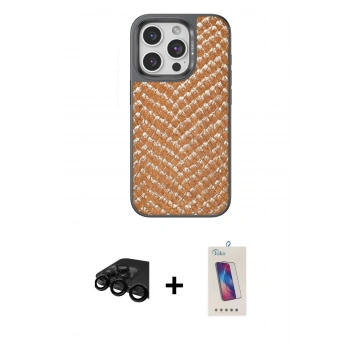 MARSİLYAN™- iPhone 15 Pro Kılıf Vadi Özel Seri - Siyah Joko 5D Cam + Raze Metal Kamera Lens - SH