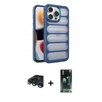 MARSİLYAN™- iPhone 15 Pro Kılıf Yadigar Doku Özel Seri - Şeffaf 360 Full Body Arka Koruyucu + Raze Metal Kamera Lens - LT