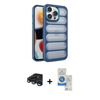 MARSİLYAN™- iPhone 15 Pro Kılıf Yadigar Doku Özel Seri - Şeffaf Royal Nano Ekran Koruyucu + Raze Metal Kamera Lens - LT