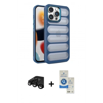 MARSİLYAN™- iPhone 15 Pro Kılıf Yadigar Doku Özel Seri - Şeffaf Royal Nano Ekran Koruyucu + Raze Metal Kamera Lens - SH