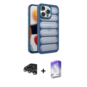 MARSİLYAN™- iPhone 15 Pro Kılıf Yadigar Doku Özel Seri - Siyah Bilvis 5in1 3D Magic Cam Ekran Koruyucu + Raze Metal Kamera Lens - GS