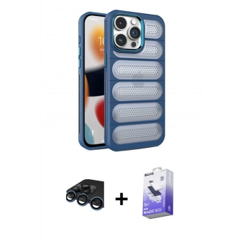 MARSİLYAN™- iPhone 15 Pro Kılıf Yadigar Doku Özel Seri - Siyah Bilvis 5in1 5D Magic Hayalet Cam Ekran Koruyucu + Raze Metal Kamera Lens - LT