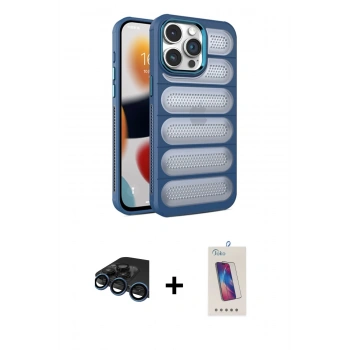 MARSİLYAN™- iPhone 15 Pro Kılıf Yadigar Doku Özel Seri - Siyah Joko 5D Cam + Raze Metal Kamera Lens - LT