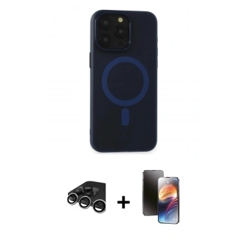 MARSİLYAN™- iPhone 15 Pro Kılıf Yadigar Işık - Siyah 3D Antistatik Mat Seramik Nano Ekran Koruyucu + Raze Metal Kamera Lens - GS
