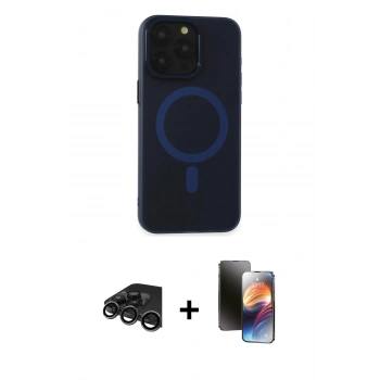 MARSİLYAN™- iPhone 15 Pro Kılıf Yadigar Işık - Siyah 3D Antistatik Mat Seramik Nano Ekran Koruyucu + Raze Metal Kamera Lens - TMGI