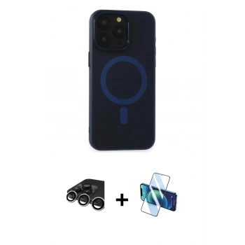 MARSİLYAN™- iPhone 15 Pro Kılıf Yadigar Işık - Siyah 3D Antistatik Seramik Nano Ekran Koruyucu + Raze Metal Kamera Lens - GS