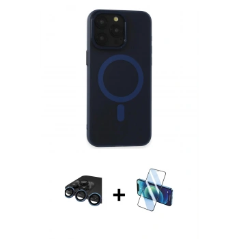 MARSİLYAN™- iPhone 15 Pro Kılıf Yadigar Işık - Siyah 3D Antistatik Seramik Nano Ekran Koruyucu + Raze Metal Kamera Lens - LT