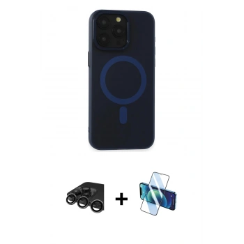 MARSİLYAN™- iPhone 15 Pro Kılıf Yadigar Işık - Siyah 3D Antistatik Seramik Nano Ekran Koruyucu + Raze Metal Kamera Lens - TMGI