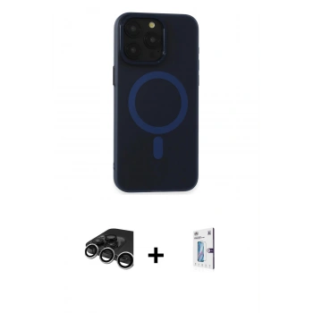 MARSİLYAN™- iPhone 15 Pro Kılıf Yadigar Işık - Siyah Bilvis 0.18mm Plus Cam Ekran Koruyucu + Raze Metal Kamera Lens - GS