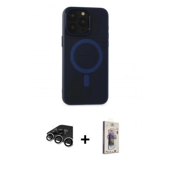 MARSİLYAN™- iPhone 15 Pro Kılıf Yadigar Işık - Siyah Bilvis 3D Cam Ekran Koruyucu + Raze Metal Kamera Lens - GS