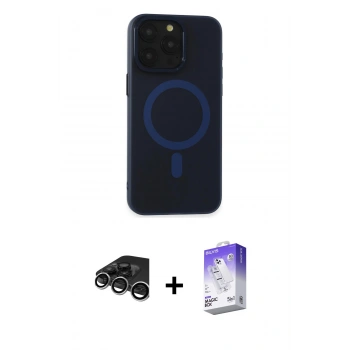 MARSİLYAN™- iPhone 15 Pro Kılıf Yadigar Işık - Siyah Bilvis 5in1 3D Magic Cam Ekran Koruyucu + Raze Metal Kamera Lens - GS