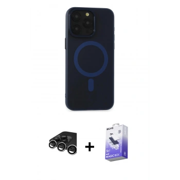 MARSİLYAN™- iPhone 15 Pro Kılıf Yadigar Işık - Siyah Bilvis 5in1 5D Magic Hayalet Cam Ekran Koruyucu + Raze Metal Kamera Lens - GS