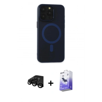 MARSİLYAN™- iPhone 15 Pro Kılıf Yadigar Işık - Siyah Bilvis 5in1 5D Magic Hayalet Cam Ekran Koruyucu + Raze Metal Kamera Lens - SH