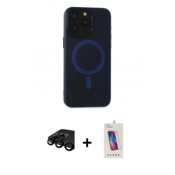MARSİLYAN™- iPhone 15 Pro Kılıf Yadigar Işık - Siyah Joko 5D Cam + Raze Metal Kamera Lens - SH