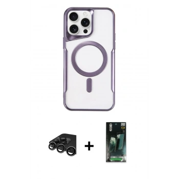 MARSİLYAN™- iPhone 15 Pro Kılıf Yadigar Klasik Özel Seri - Siyah 360 Mat Full Body Arka Koruyucu + Raze Metal Kamera Lens - TMGI