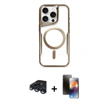 MARSİLYAN™- iPhone 15 Pro Kılıf Yadigar Klasik Özel Seri - Siyah 3D Antistatik Mat Seramik Nano Ekran Koruyucu + Raze Metal Kamera Lens - LT