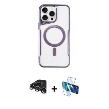 MARSİLYAN™- iPhone 15 Pro Kılıf Yadigar Klasik Özel Seri - Siyah 3D Antistatik Seramik Nano Ekran Koruyucu + Raze Metal Kamera Lens - GS