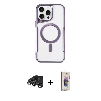 MARSİLYAN™- iPhone 15 Pro Kılıf Yadigar Klasik Özel Seri - Siyah Bilvis 3D Cam Ekran Koruyucu + Raze Metal Kamera Lens - TMGI