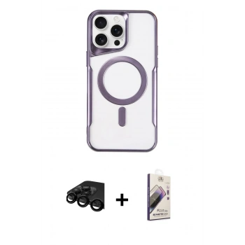 MARSİLYAN™- iPhone 15 Pro Kılıf Yadigar Klasik Özel Seri - Siyah Bilvis 3D Mat Cam Ekran Koruyucu + Raze Metal Kamera Lens - SH