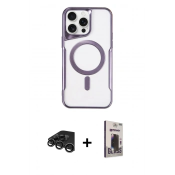 MARSİLYAN™- iPhone 15 Pro Kılıf Yadigar Klasik Özel Seri - Siyah Bilvis Hayalet Cam Ekran Koruyucu + Raze Metal Kamera Lens - TMGI