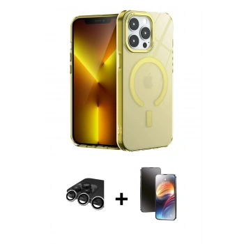 MARSİLYAN™- iPhone 15 Pro Kılıf Yankı Çizgi - Siyah 3D Antistatik Mat Seramik Nano Ekran Koruyucu + Raze Metal Kamera Lens - GS