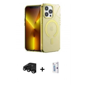 MARSİLYAN™- iPhone 15 Pro Kılıf Yankı Çizgi - Siyah Bilvis 0.18mm Plus Cam Ekran Koruyucu + Raze Metal Kamera Lens - SH