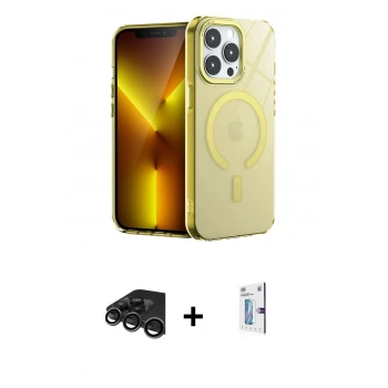 MARSİLYAN™- iPhone 15 Pro Kılıf Yankı Çizgi - Siyah Bilvis 0.18mm Plus Cam Ekran Koruyucu + Raze Metal Kamera Lens - TMGI